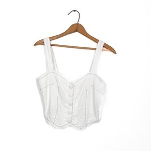 Maeve Anthropologie‎ Buttonfront Vest - White w/ Blue contrast stitching  - XS